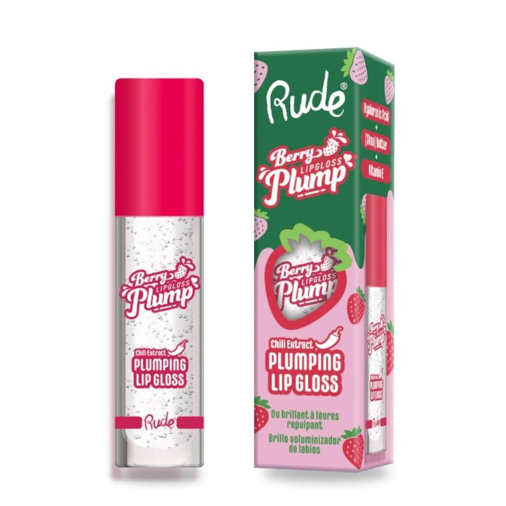 RUDE - BERRY JUICY PLUMPING LIP GLOSS CRYSTAL CLEAR, 12 PCS